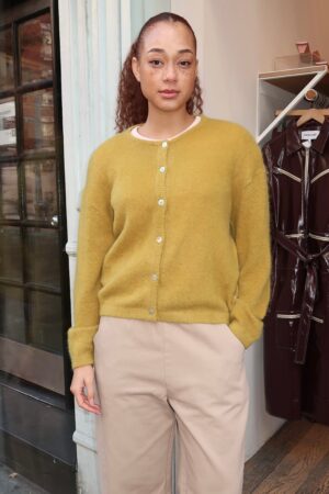 Leila Mohair Cardigan in Bistro Yellow