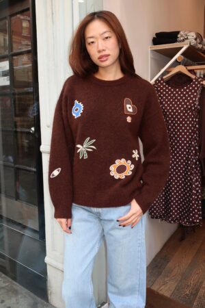 Maroc Embroidered Knit in Chocolate