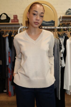 Navato V Neck Sweater in Beige